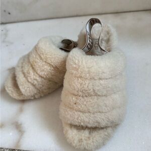 UGG Cream Fluffy Slippers (worn twice)